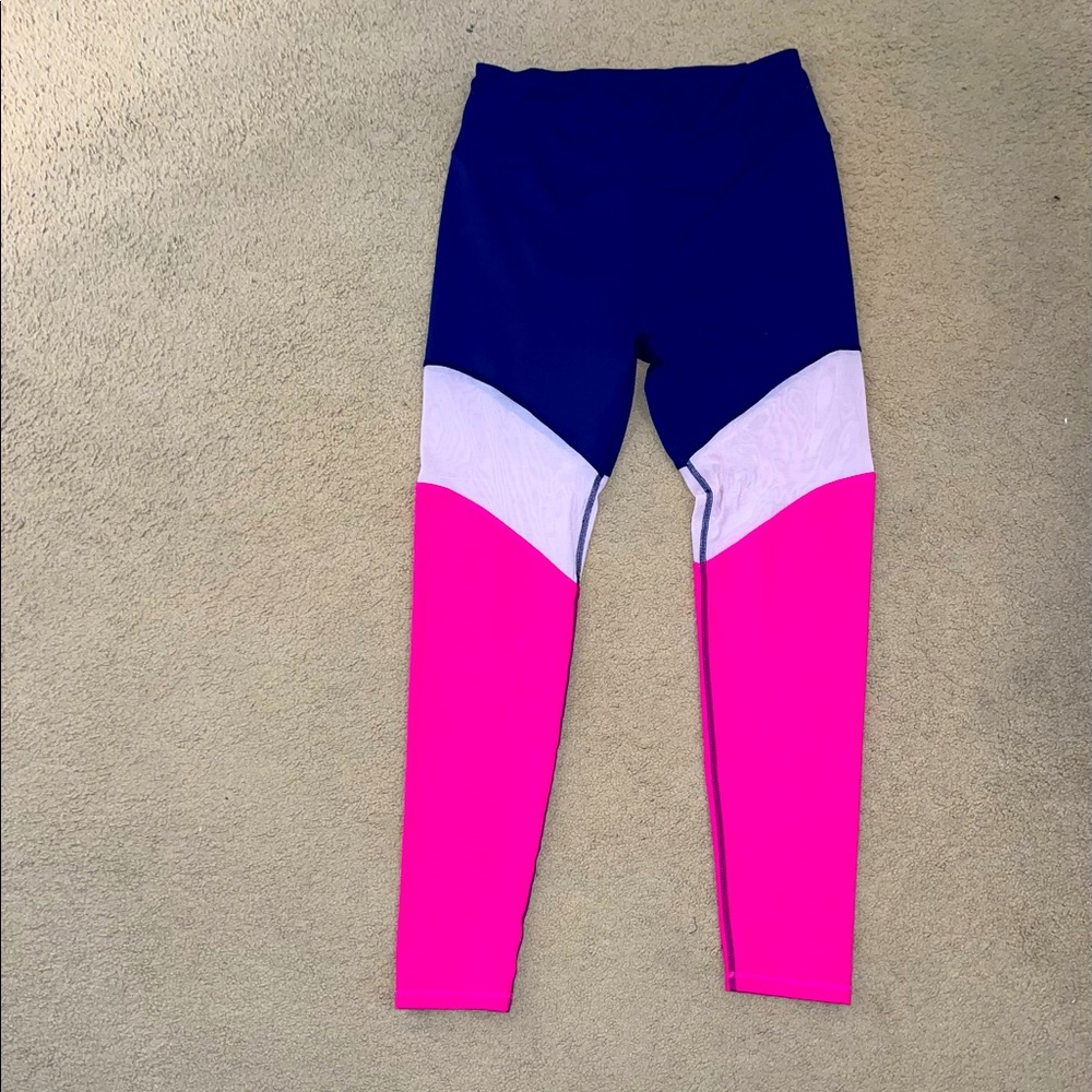 Pink navy and white leggings